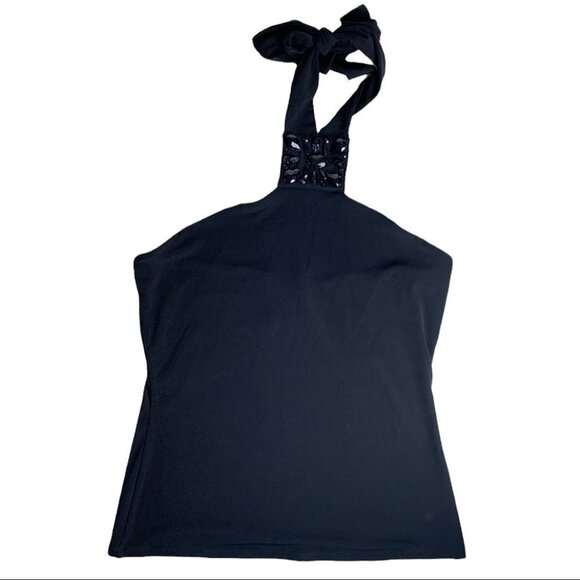 White House Black Market Tops - white house black market jeweled halter  top black size medium